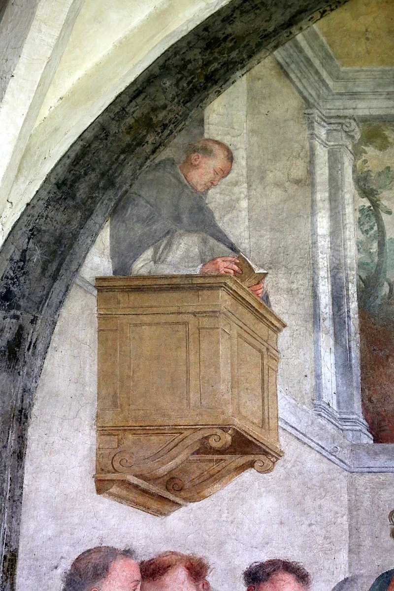 Chiostro Grande in Santa Maria Novella - San Domenico a mensa nutrito dagli angeli, dettaglio